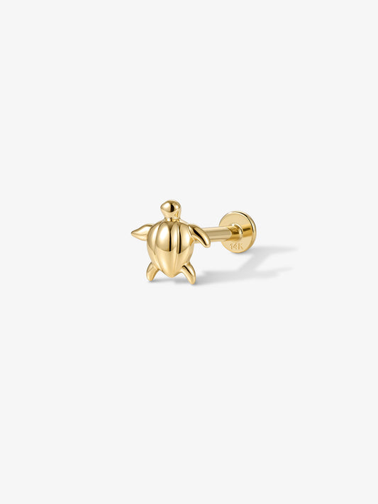 ANKIEJOY Shore 14K Gold Sea Turtle Flat Back Stud