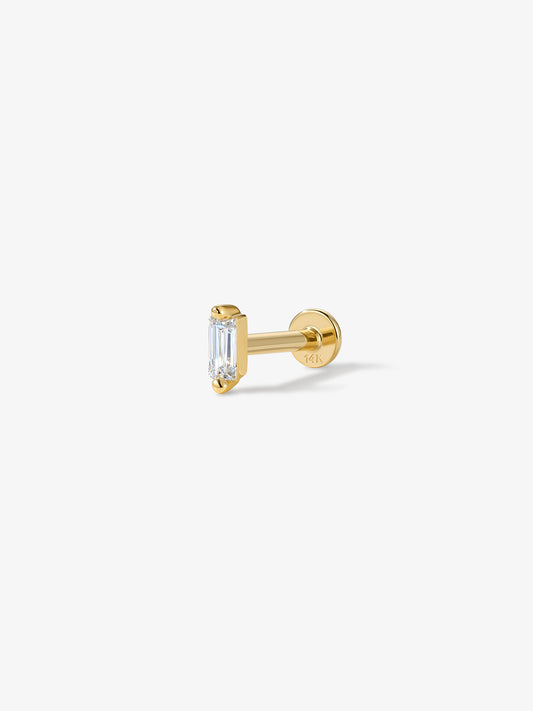 ANKIEJOY Beam 14K Gold Baguette Moissanite Flat Back Stud