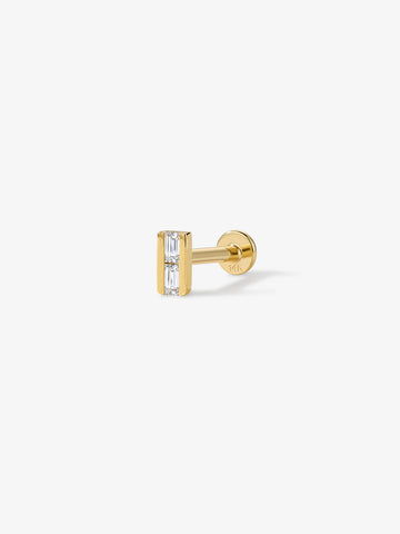 ANKIEJOY Beam 14K Gold Double Baguette Moissanite Bar Flat Back Stud