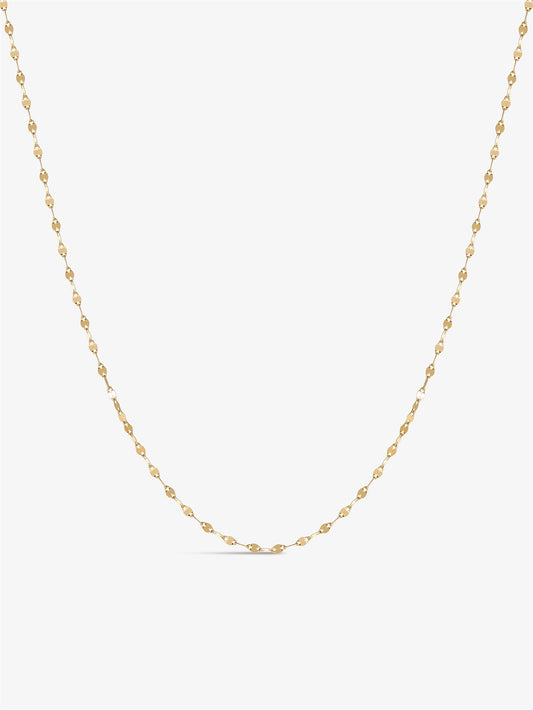 ANKIEJOY 14K Solid Gold Classic Lips Chain Necklace