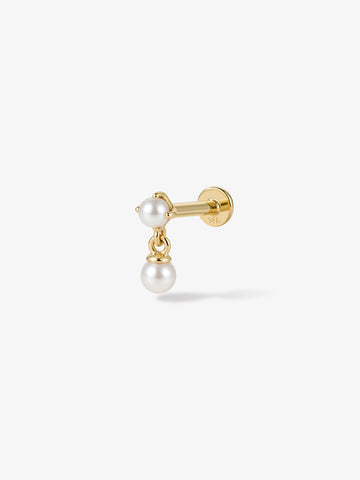 ANKIEJOY Cove 14K Gold Double Shell Pearl Dangle Flat Back Stud
