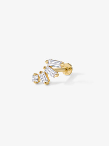 ANKIEJOY Beam 14K Gold Graduated Baguette Moissanite Arc Flat Back Stud