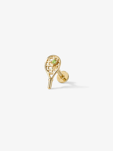 ANKIEJOY Victor 14K Gold Tennis Racket Flat Back Threaded Stud