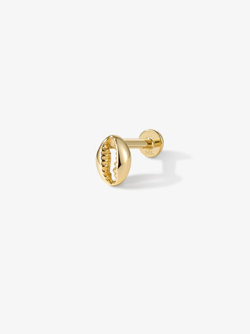 ANKIEJOY Shore 14K Gold Cowrie Shell Flat Back Stud
