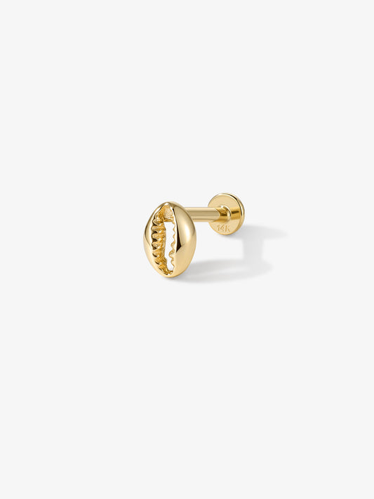 ANKIEJOY Shore 14K Gold Cowrie Shell Flat Back Stud