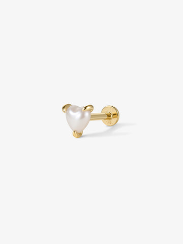 ANKIEJOY Cove 14K Gold Heart Shell Pearl Flat Back Stud
