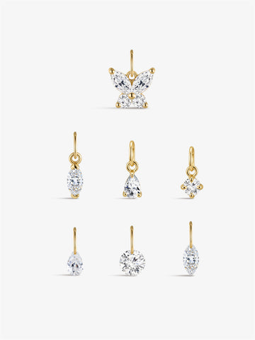 ANKIEJOY 14K Solid Gold Classic Lab Diamond Charms