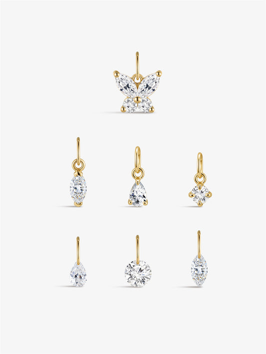 ANKIEJOY 14K Solid Gold Classic Lab Diamond Charms