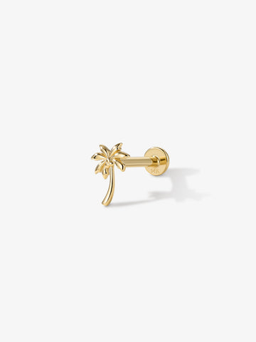 ANKIEJOY Shore 14K Gold Palm Tree Flat Back Stud