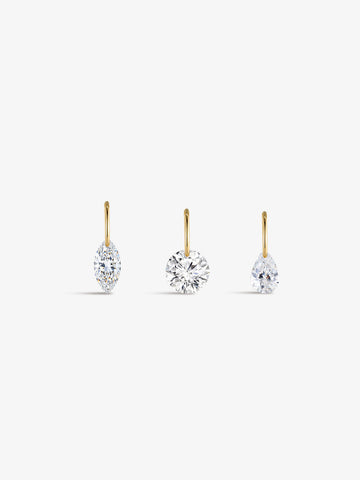 ANKIEJOY 14K Solid Gold Drilled Solitaire Lab Diamond Charm