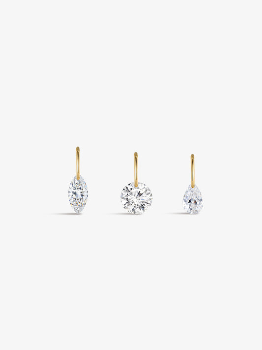 ANKIEJOY 14K Solid Gold Drilled Solitaire Lab Diamond Charm