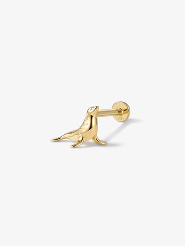 ANKIEJOY Shore 14K Gold Sea Lion Flat Back Stud