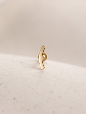 ANKIEJOY Geometry 14K Solid Gold Curved Bar Flat Back Stud