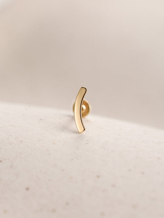 ANKIEJOY Geometry 14K Solid Gold Curved Bar Flat Back Stud