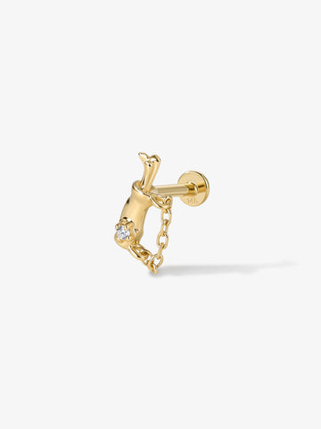ANKIEJOY Victor 14K Gold Golf Bag Moissanite Flat Back Threaded Stud