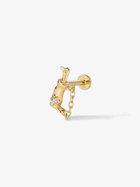 ANKIEJOY Victor 14K Gold Golf Bag Moissanite Flat Back Threaded Stud