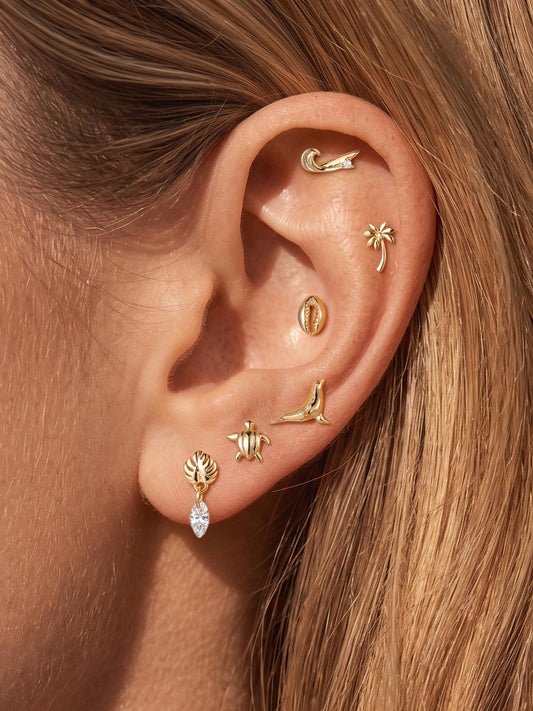 ANKIEJOY Shore 14K Gold Surfboard Moissanite Flat Back Stud
