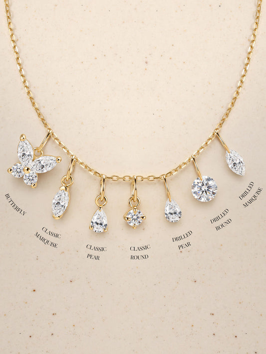 ANKIEJOY 14K Solid Gold Classic Lab Diamond Charms