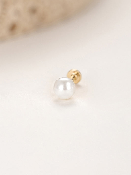 ANKIEJOY Essentials 14K Solid Gold Pearl Solitaire Flat Back Stud