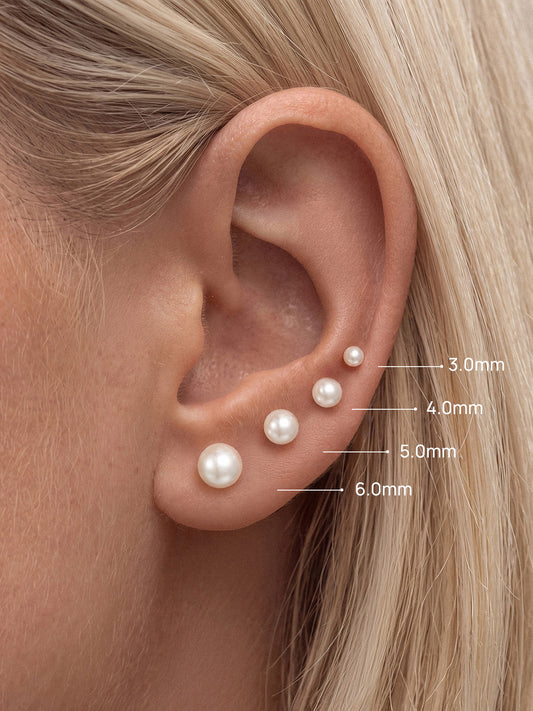ANKIEJOY Essentials 14K Solid Gold Pearl Solitaire Flat Back Stud