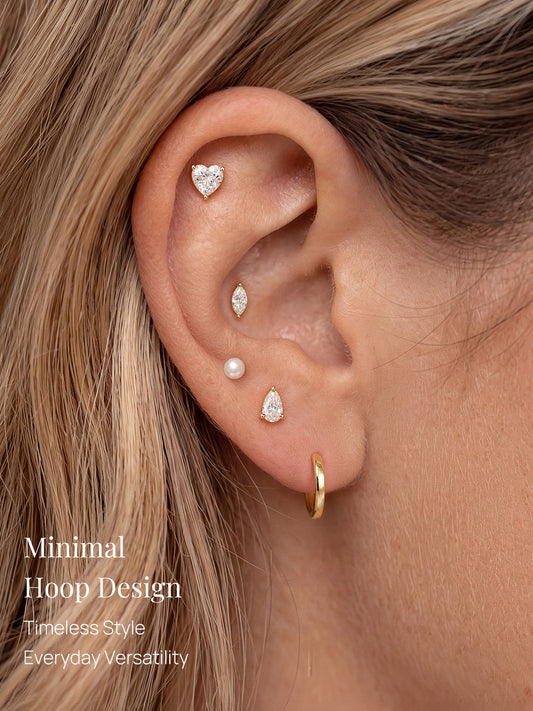 ANKIEJOY Essentials 14K Solid Gold Minimalist Hoop