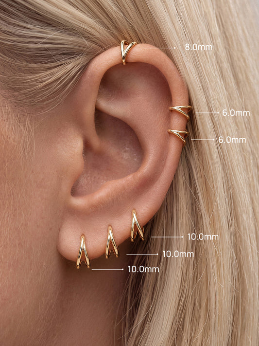 ANKIEJOY Essentials 14K Solid Gold Layered Hoop