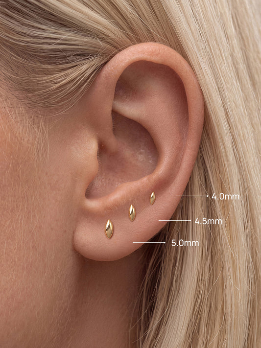 ANKIEJOY Fusion 14K Solid Gold Polished Marquise Flat Back Stud