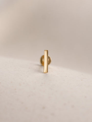 ANKIEJOY Geometry 14K Solid Gold Bar Flat Back Stud