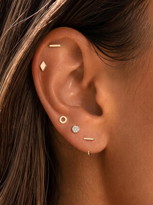 ANKIEJOY Geometry 14K Solid Gold Bar Flat Back Stud