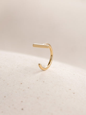 ANKIEJOY Geometry 14K Solid Gold Bar Open Hoop
