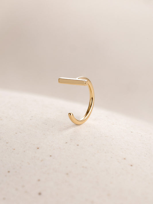 ANKIEJOY Geometry 14K Solid Gold Bar Open Hoop