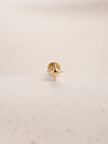 ANKIEJOY Starborn 14K Solid Gold Polished Star Flat Back Stud