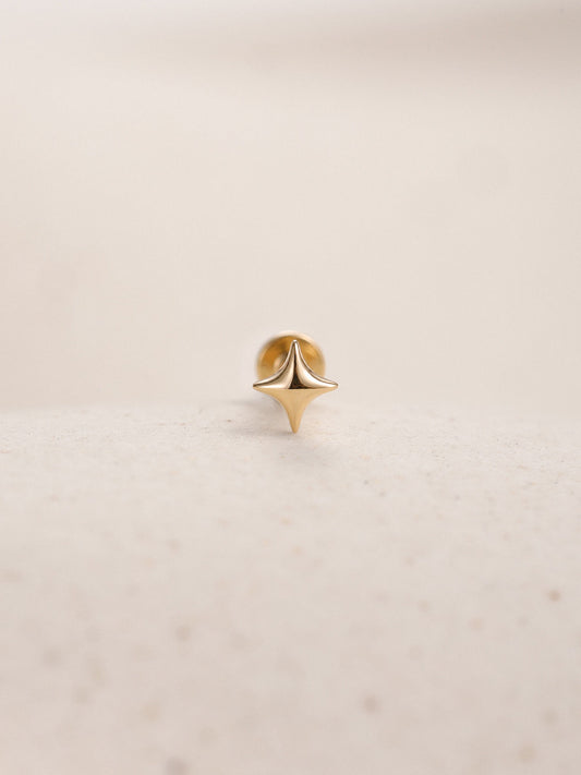 ANKIEJOY Starborn 14K Solid Gold Polished Star Flat Back Stud