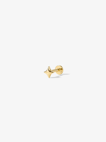 ANKIEJOY Starborn 14K Solid Gold Polished Star Flat Back Stud