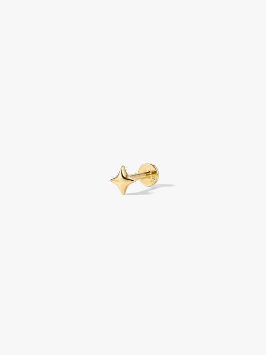ANKIEJOY Starborn 14K Solid Gold Polished Star Flat Back Stud