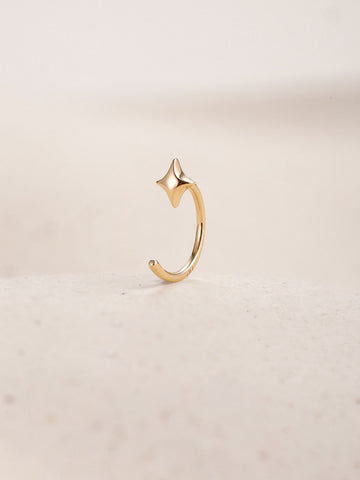 ANKIEJOY Starborn 14K Solid Gold C-Shaped Star Ear Hook