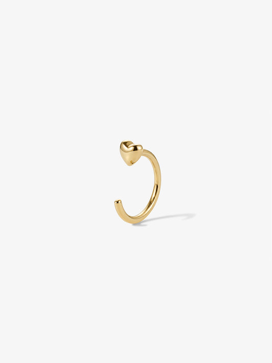ANKIEJOY Love 14K Solid Gold Classic Heart Open Hoop