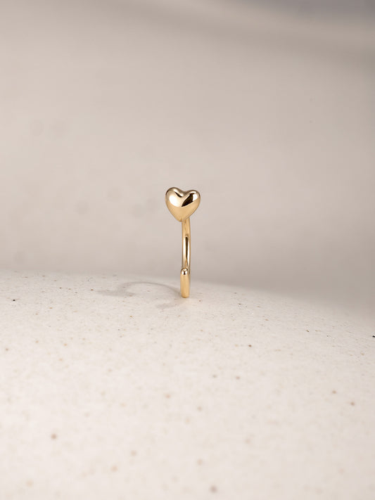 ANKIEJOY Love 14K Solid Gold Classic Heart Open Hoop