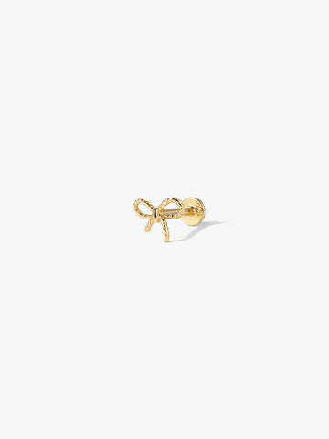 ANKIEJOY Twine 14K Solid Gold Twisted-Rope Bow Flat Back Stud