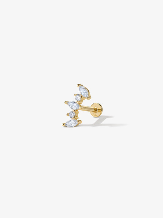 ANKIEJOY Marquise labret en arco en oro macizo de 14 quilates