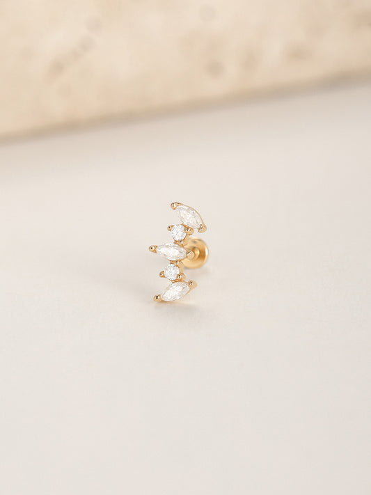ANKIEJOY Marquise 14K Solid Gold Arc Flat Back Stud