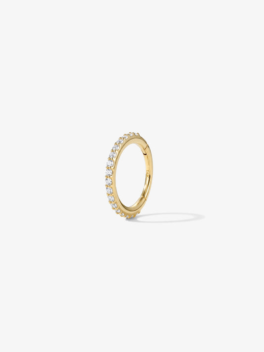 ANKIEJOY Essentials 14K Solid Gold Classic Pave Hoop