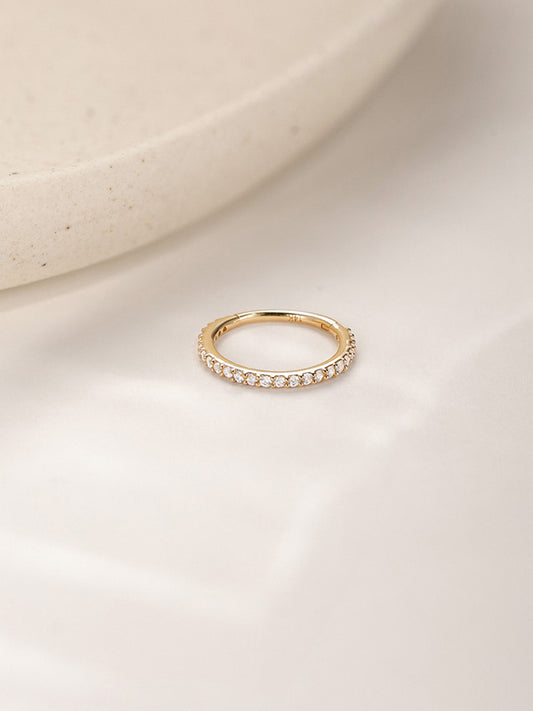 ANKIEJOY Essentials 14K Solid Gold Classic Pave Hoop