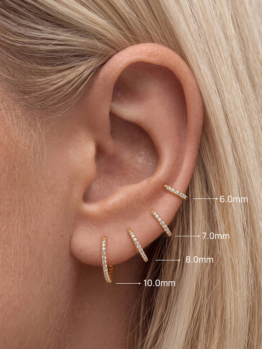 ANKIEJOY Essentials 14K Solid Gold Classic Pave Hoop