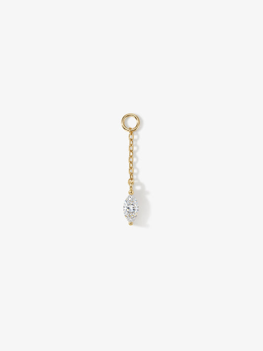 ANKIEJOY Marquise charm colgante con borla en oro macizo de 14 quilates