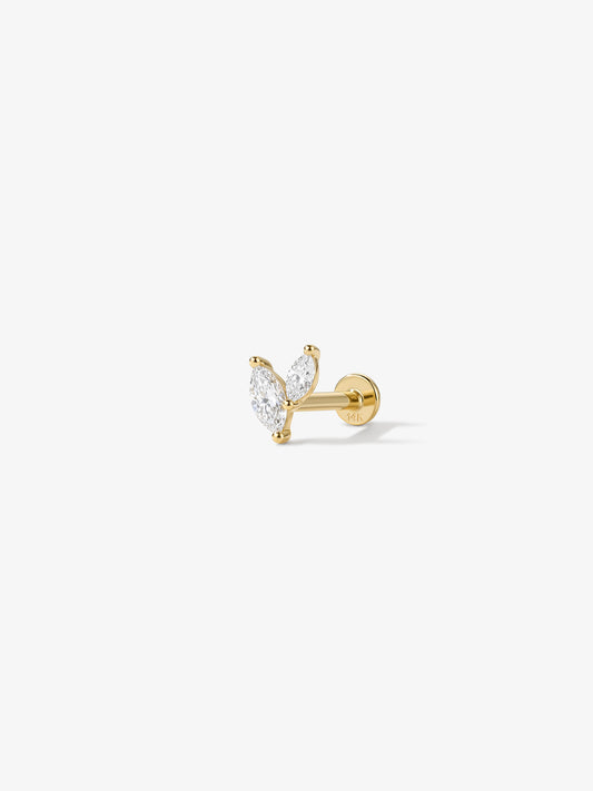 ANKIEJOY Marquise labret de dos piedras en oro macizo de 14 quilates