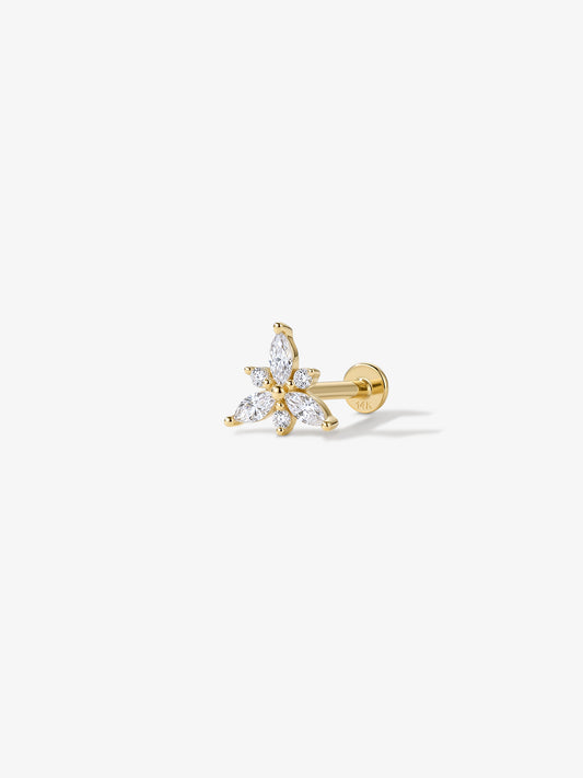 ANKIEJOY Marquise labret floral en oro macizo de 14 quilates