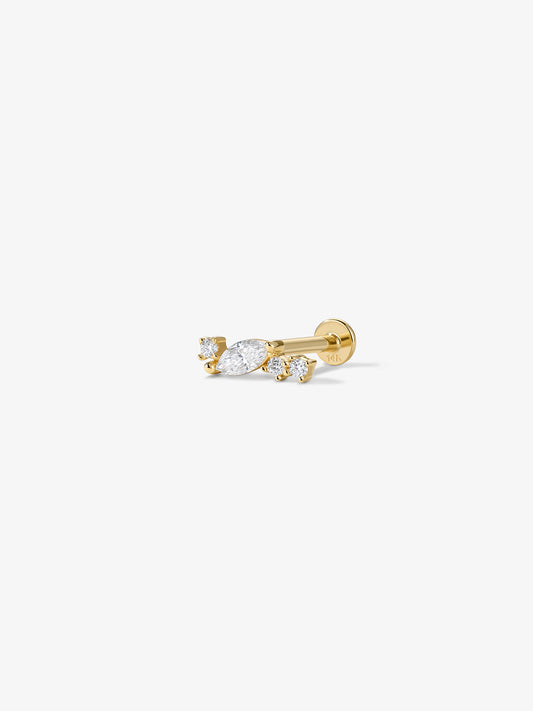 ANKIEJOY Marquise labret tipo cluster en oro macizo de 14 quilates