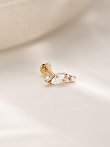 ANKIEJOY Marquise 14K Solid Gold Cluster Flat Back Stud