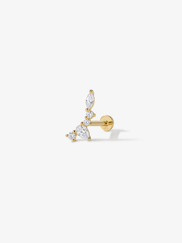 ANKIEJOY Marquise 14K Solid Gold Wing Flat Back Stud